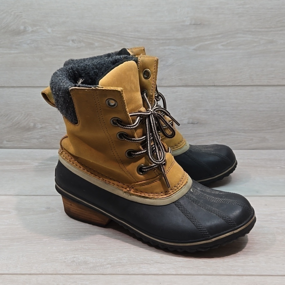 Sorel Women Ankle Leather Rubber Duck Boots shoes sz 9
